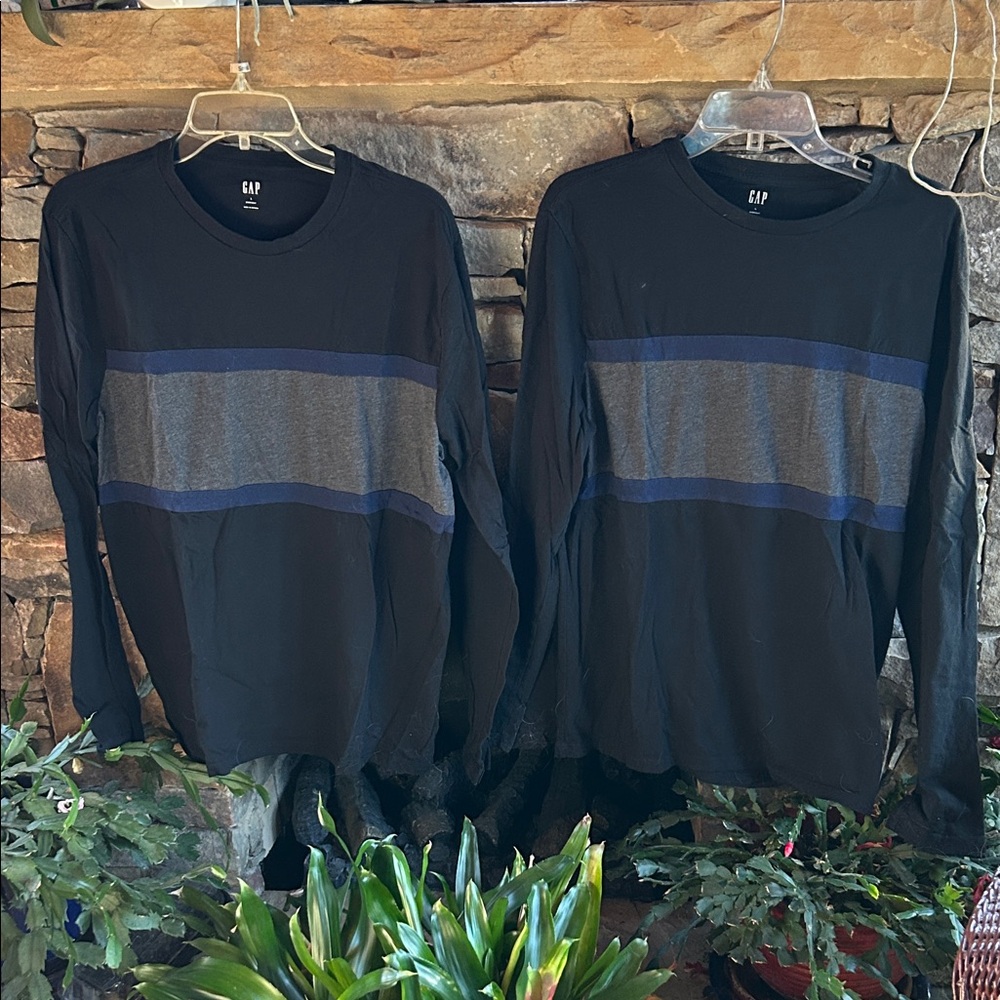 GAP Men's Black, Blue and Gray Long Sleeve Shirts Size Large Men’s; Never Worn!